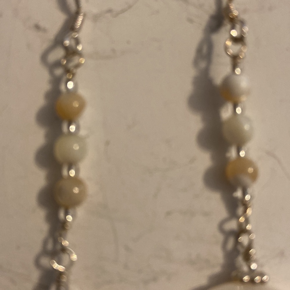 FINAL NEW BlueKimbler Solid Sterling Silver & Shell Dangling Earrings - Picture 3 of 4